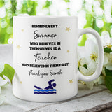 Personalised Swimming End of Year Gift, Behind Every Swimmer Mug, Swimming Thank You Gift, Swim Coach Thank You Present, Swim Teacher Gift