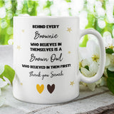 Personalised Brownie Thank You Mug, Behind Every Brownie Mug, Barn Owl Leader Gift, Girlguiding End of Term Gift, Thank You Barn Owl Present