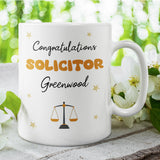 Personalised Congratulations Solicitor Mug, Custom Law School Graduation Gift, New Solicitor Present, Barrister Law Graduate Gift, SQE Gift