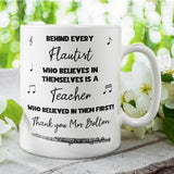 Personalised Thank You Flute Teacher Mug, End Of Year Thank You Flute Teacher, From Flute Student Gift, Flute Teacher Christmas Present