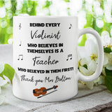 Personalised Thank You Violin Teacher Mug, End Of Year Thank You Violin Teacher, From Violin Student Gift, Violin Teacher Christmas Present