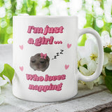Funny I'm Just a Girl Who Loves Napping Mug, Sad Hamster Joke Secret Santa Sleeping Her, Christmas For Girlfriend Sleep