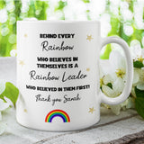 Personalised Rainbow Leader Thank You Mug, Behind Every Rainbow Mug, Girlguiding Rainbow Leader Gift, End of Term Rainbow Leader Present