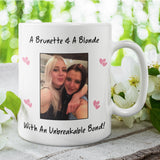 Personalised Brunette and Blonde Best Friend Mug, Custom Photo Mug for Besties, Blonde and Brunette Friends, Unbreakable Bond Friendship Mug