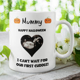 Personalised Halloween Mummy Mug, Baby Scan Photo Gift, First Halloween Baby Bump Mug, Pregnancy Reveal to Mum, Mummy-to-Be Halloween Gift