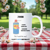 Personalised 50th Birthday Mug, Funny DW50 Age Joke Cup, Novelty Gift for Men, Dad Brother Husband Friend, Custom 50th Birthday Present