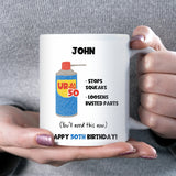 Personalised 50th Birthday Mug, Funny DW50 Age Joke Cup, Novelty Gift for Men, Dad Brother Husband Friend, Custom 50th Birthday Present
