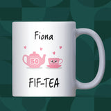 Personalised 50th Birthday Fif-Tea Mug, Funny Cute Birthday Gift for Mum, Friend 50th Birthday Gift, Sister 50th Gift, 50th Birthday for Her