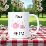 Personalised 50th Birthday Fif-Tea Mug, Funny Cute Birthday Gift for Mum, Friend 50th Birthday Gift, Sister 50th Gift, 50th Birthday for Her