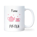 Personalised 50th Birthday Fif-Tea Mug, Funny Cute Birthday Gift for Mum, Friend 50th Birthday Gift, Sister 50th Gift, 50th Birthday for Her