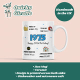 1975 Happy 50th Birthday Mug, 50th Gift for Dad, Uncle 50th Cup, Mum Happy 50th, Boyfriend 50th Birthday, Funny Husband 50th Birthday