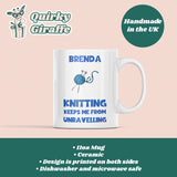 Funny Personalised Knitting Keeps Me from Unravelling Mug, Funny Knitting Gift, Knitter Humour, Knitting Obsessed, Knitting Lover Gift