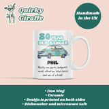 Personalised 80 Year Old Banger Mug, Funny 80th Birthday Gift, Custom Name Mug, 80th Birthday Funny Mug, 80th Birthday Gift for Car Lover