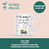Mummy Love You More Than Diggers Mug, Mother's Day Gift from Son, Mother's Day Mug, Mummy Xmas Gift, Birthday Present for Mummy from Son