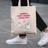 Ghouls Just Wanna Have Fun Tote Bag, Funny Boo Basket Gift for Girlfriend, Daughter Boo Box Present, Spooky Season Tote, Bestie Boo Basket