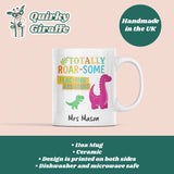 Personalised Totally Roar-some Teaching Assistant Mug, Funny Dinosaur TA Gift, End of Term Teaching Assistant Present, TA Appreciation Gift
