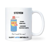 Personalised 60th Birthday Mug, Funny DW60 Age Joke Cup, Novelty Gift for Men, Dad Brother Husband Grandad, Custom 60th Birthday Present
