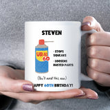 Personalised 60th Birthday Mug, Funny DW60 Age Joke Cup, Novelty Gift for Men, Dad Brother Husband Grandad, Custom 60th Birthday Present