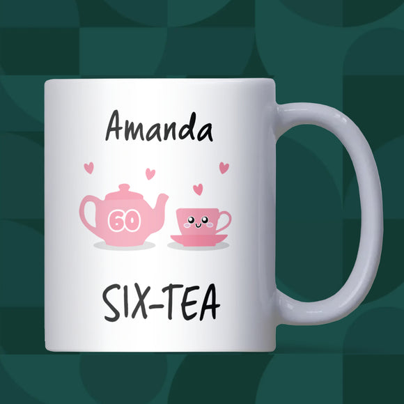 Personalised 60th Birthday Six-Tea Mug, Funny Cute Birthday Gift for Grandma, Mum 60th Birthday, Friend 60th Gift, 60th Birthday for Her