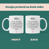 Personalised Thank You for Being Part of My Journey Mug, Therapist Gift, Teacher Gift, Friend Gift, Appreciation Present for Supporter