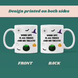 Work Is All Tricks and No Treats Mug, Funny Halloween Colleague Gift, Boss Joke