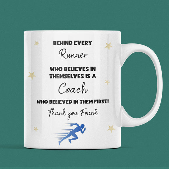 Personalised Running Coach Thank You Mug, End of Season Running Coach Gift, Track and Field Running Coach Gift, Cross Country Coach Gift