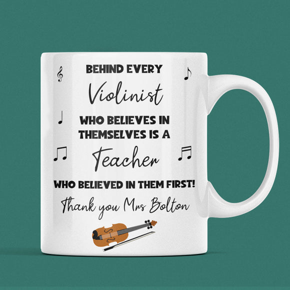 Personalised Thank You Violin Teacher Mug, End Of Year Thank You Violin Teacher, From Violin Student Gift, Violin Teacher Christmas Present