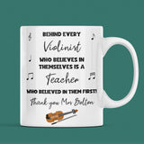 Personalised Thank You Violin Teacher Mug, End Of Year Thank You Violin Teacher, From Violin Student Gift, Violin Teacher Christmas Present