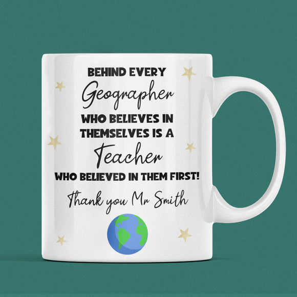 Personalised Thank You Geography Teacher Mug, End Of Year Thank You Geography Teacher, From Geography Student Gift for Teacher, Geography
