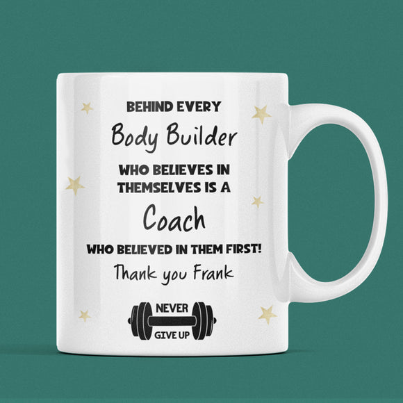 Personalised Bodybuilding Coach Thank You Mug, Gym Coach Gift, Present for Weightlifting Coach, Bodybuilding Gym Coach Appreciation Gift