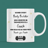 Personalised Bodybuilding Coach Thank You Mug, Gym Coach Gift, Present for Weightlifting Coach, Bodybuilding Gym Coach Appreciation Gift