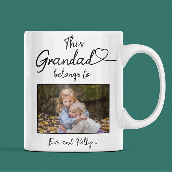 Personalised 'This Grandad Belongs To' Mug, Grandad Fathers Day Gift from Grandkids, Custom Photo & Name Mug, Father’s Day Gift for Grandad