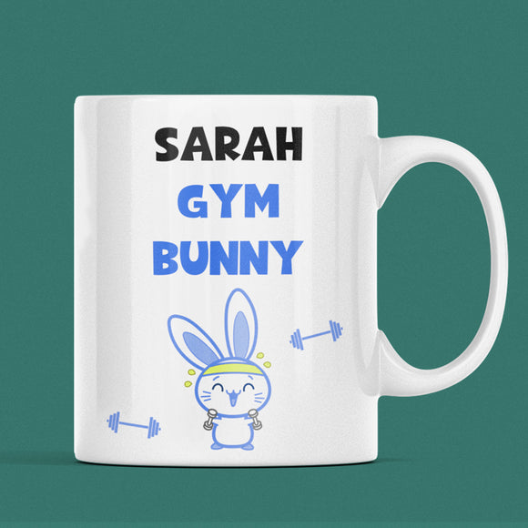 Personalised Gym Bunny Mug, Fitness Lover Gift, Custom Gym Mug, Workout Coffee Cup, Gym Enthusiast Present, Gym Lover Gift, Weightlifter