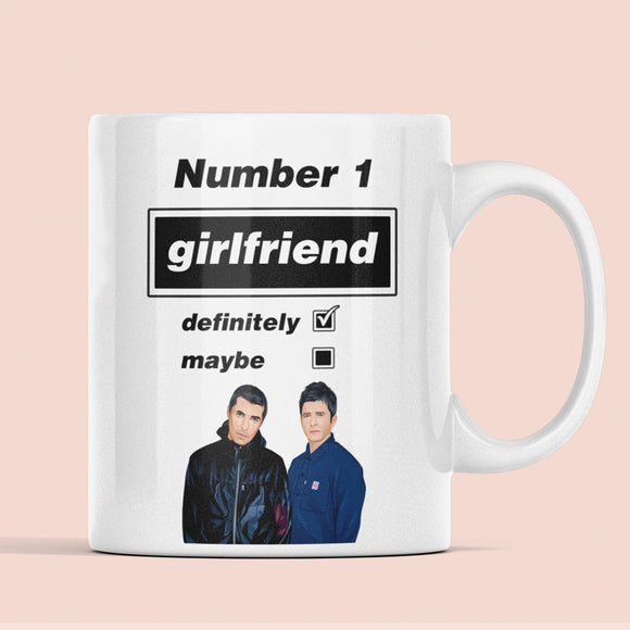 Funny Oasis Fan Mug for Girlfriend, Number 1 Girlfriend Definitely Maybe Mug, Oasis Music Fan Gift for Her, Girlfriend Oasis Birthday Mug