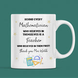 Personalised Maths Teacher Thank You Mug, Behind Every Mathematician Mug, End of Year Maths Tutor Gift, Maths Teacher Appreciation Present