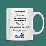 Personalised Swimming End of Year Gift, Behind Every Swimmer Mug, Swimming Thank You Gift, Swim Coach Thank You Present, Swim Teacher Gift