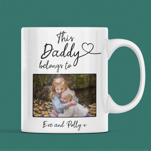Personalised 'This Daddy Belongs To' Mug, Father’s Day Gift from Kids, Custom Name & Photo Mug for Dad, Gift for Dad, Dad Gift from Children