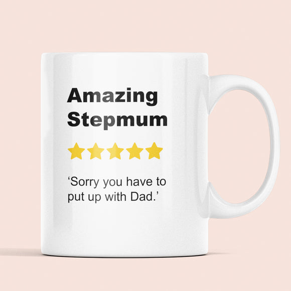 Funny Step Mum Review Mug, Mother's Day Step Mum, Birthday Step Mum, Dad's Wife gift, From step-daughter, from step-son, Dad Girlfriend