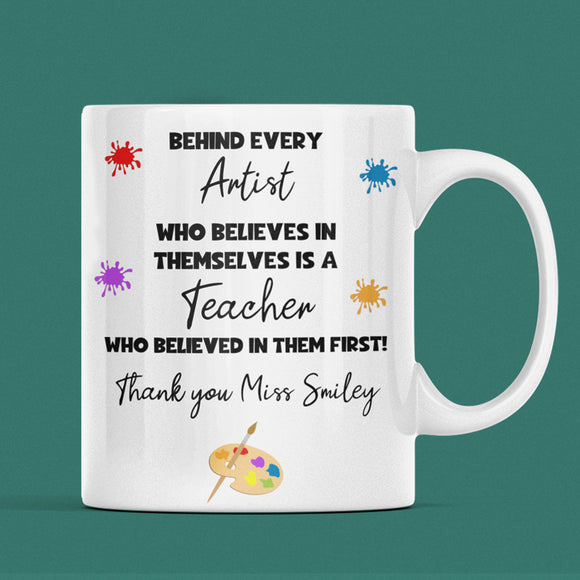 Personalised Thank You Art Teacher Mug, End Of Year Thank You Art, From Art Student Cup, Art Teacher Christmas, Art Class Gift for Teacher