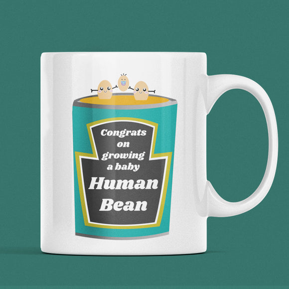 Congrats on Growing a Baby Human Bean Mug, Funny Parents to Be Gift, Gender Neutral Pregnancy Mug, LGBTQ Pregnancy Announcement Gift
