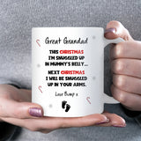 To Great Grandad at Christmas From Bump Mug, New Great Grandad Christmas Gift, Pregnancy Announcement Mug, Christmas Great Grandad Gift