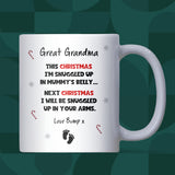 To Great Grandma at Christmas From Baby Bump Mug, Great Grandma To Be First Christmas Gift, Pregnancy Announcement for New Great Grandma