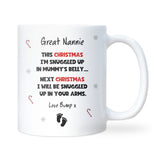 To Great Nannie at Christmas From Bump Mug, New Great Nannie Christmas Gift, Great Nannie To Be Pregnancy Reveal, Great Nannie Xmas Gift