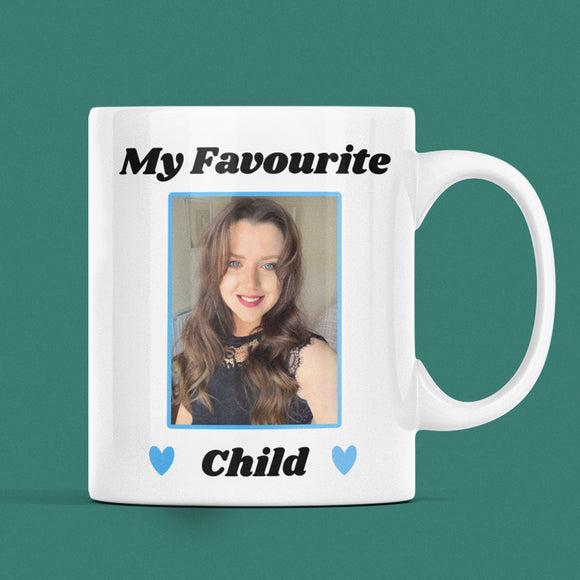 Personalised Photo My Favourite Child Funny Mug, Gift for Mum, Joke Gift for Dad, Mother's Day