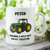 Personalised Wishing I Was On My Tractor Spotting Mug, Birthday Farmer Gift, Secret Santa