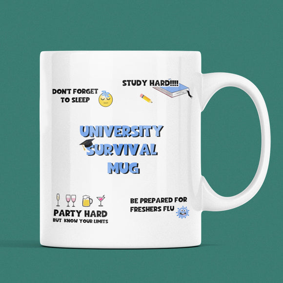 Funny University Survival Mug, Leaving For University, Student Gift