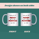 Personalised Merry and Married EST 2025 Mug, Newlywed Christmas Mug, Newly Married Couple Gift, Engagement or Wedding Christmas Present