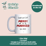 Personalised Merry and Married EST 2025 Mug, Newlywed Christmas Mug, Newly Married Couple Gift, Engagement or Wedding Christmas Present
