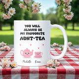 Personalised Favourite Aunt-Tea Mug, Cute Teapot Mug for Aunt and Niece, Funny Birthday Gift for Auntie, Favourite Auntie Mug, Aunt Gift