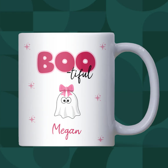 Personalised Boo-tiful Halloween Mug, Girlfriend Halloween Gift, Boo Basket Halloween Gift, Wife Boo Basket, Girl Halloween Mug, For Her